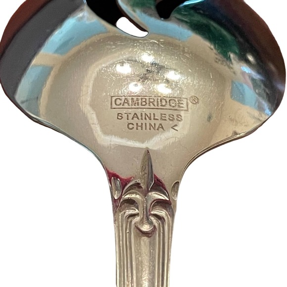 Cambridge Alyssa‎ Stainless Serving Spoon Set Glossy Scrolls Flowers - Picture 4 of 7